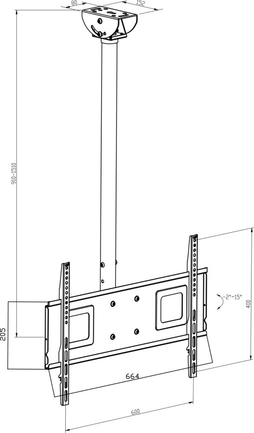 Suport profesional universal pentru Tv cu prindere in tavan, diagonale 32"- 70", max 30 kg, Sedea, 371325 - imagine 2