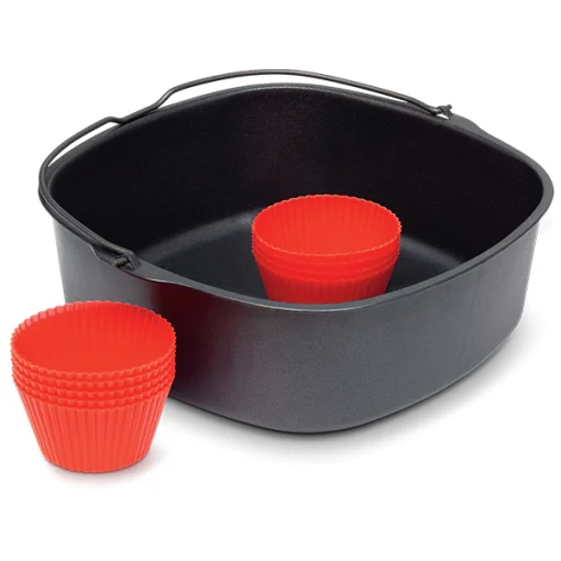 Set tava coacere si 9 forme briose pentru friteuza Philips AirFryer XL, HD9945/01