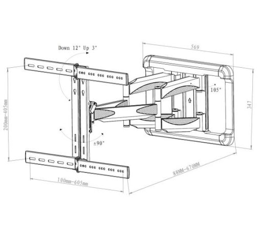 Suport profesional universal pentru TV, diagonale 40"-85" max 60 kg, Titan, 37990 - imagine 2